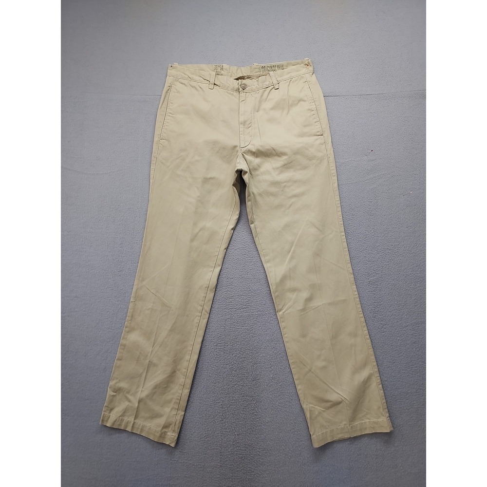 Gap Men Chino Pants 36 Beige Straight Leg Slash Pockets 100% Cotton Casual Wear